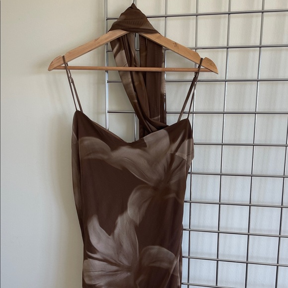 Zara wedding guest printed tulle midi dress with scarf - Picture 7 of 7